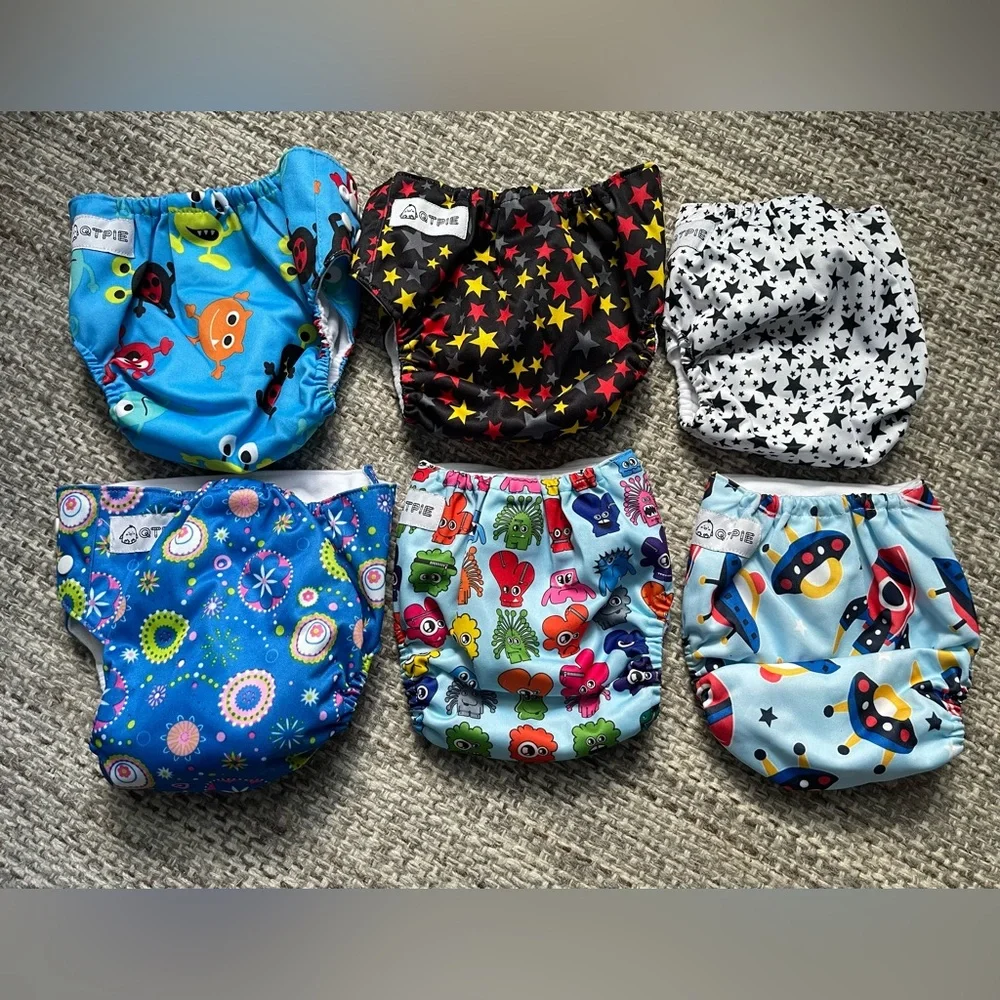 Qtpie reusable cloth diapers lot one size adjustable snaps baby washable toddler